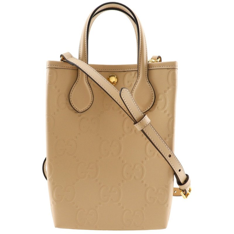 【日本直送】グッチ GUCCI スーパーミニバッグ ハンドバッグ 2WAYショルダー ジャンボGG 790133 レザー ベージュ レディース【中古】 - 手提包/手提袋 - 真皮 咖啡色