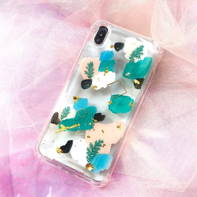 Painting with pressed flower phone case - Phone Cases - Plastic Multicolor