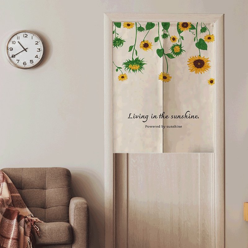 Elegant sunflower cultural and creative door curtain-elastic fabric - Doorway Curtains & Door Signs - Cotton & Hemp Khaki