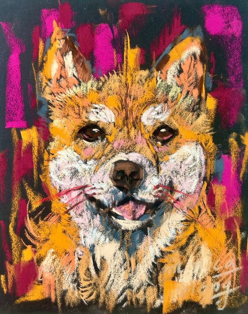Colorful pastel dog art paintings - Illustration, Painting & Calligraphy - Paper Multicolor