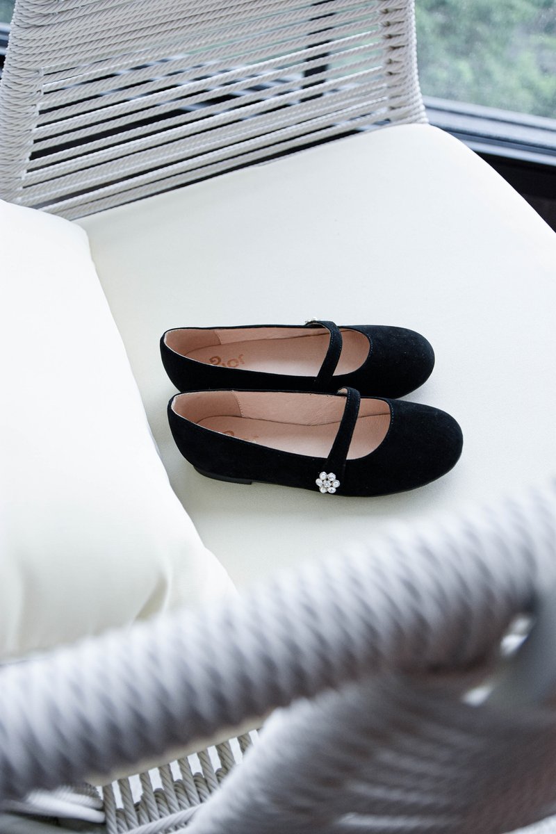 Black girls princess Mary Jane flat round toe college style simple elegant versatile genuine leather cashmere shoes - รองเท้าเด็ก - หนังแท้ สีดำ