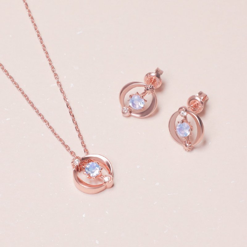 La Joie Moonstone Star Wish Necklace (Rose Gold) - Necklaces - Sterling Silver 