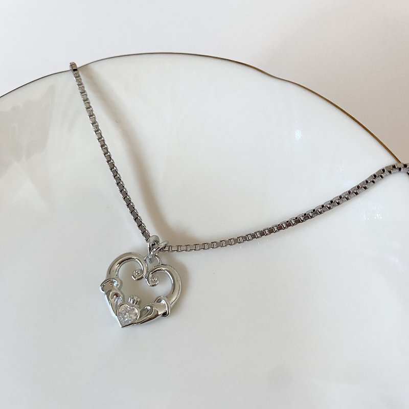 Heart crystal pendant - Necklaces - Sterling Silver Silver