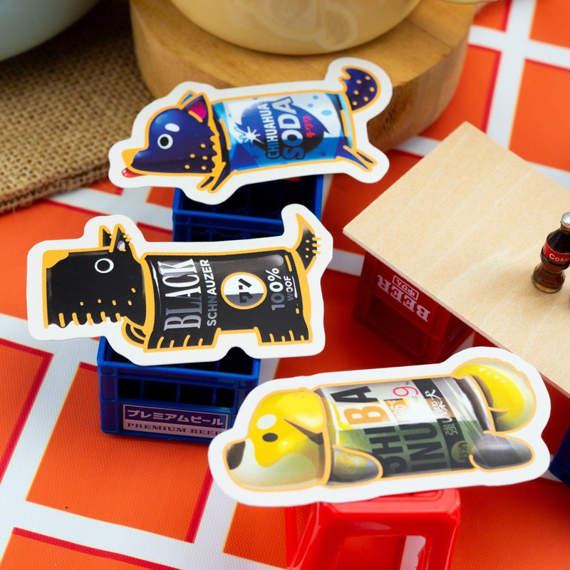 犬科咖啡館貼紙包・第二季 - 萌狗飲料插畫 - 貼紙 - 其他材質 藍色