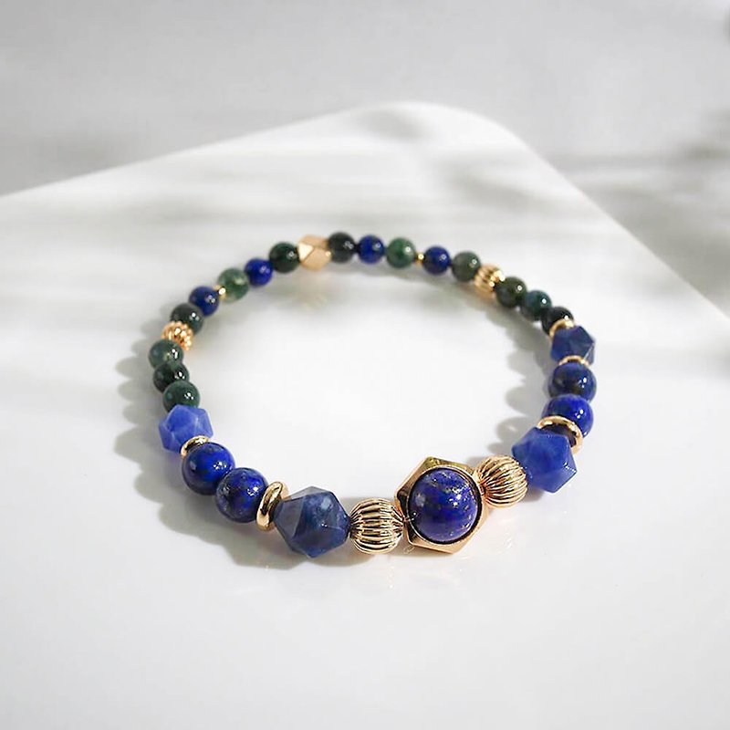 Jade Bird | A27 Lapis Stone Agate Crystal Bracelet - Bracelets - Gemstone Blue