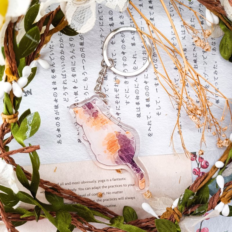 KR404傲嬌三花 Wayward Calico Cat ツンデレな三毛猫/晶透吊飾 - 鑰匙圈/鑰匙包 - 塑膠 多色
