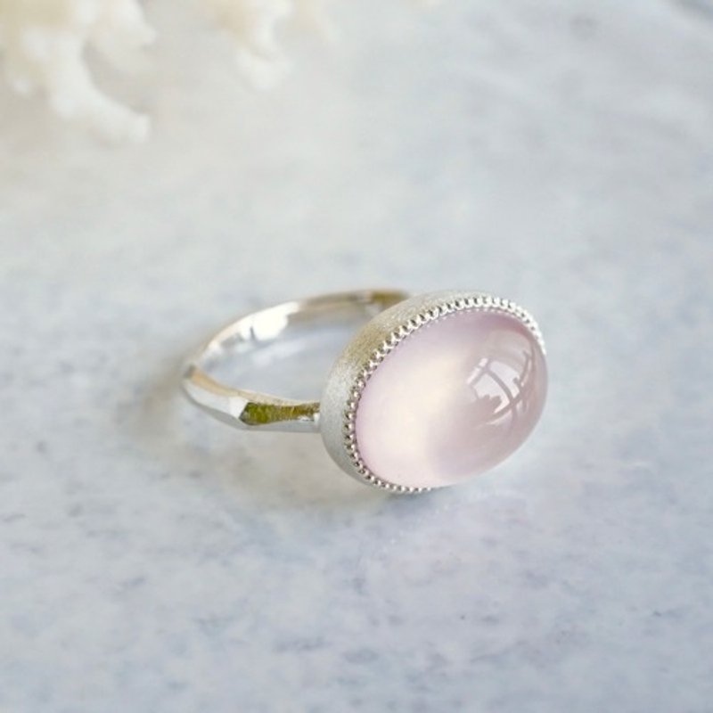 Pink quartz ring [OP774SV] - แหวนทั่วไป - โลหะ 