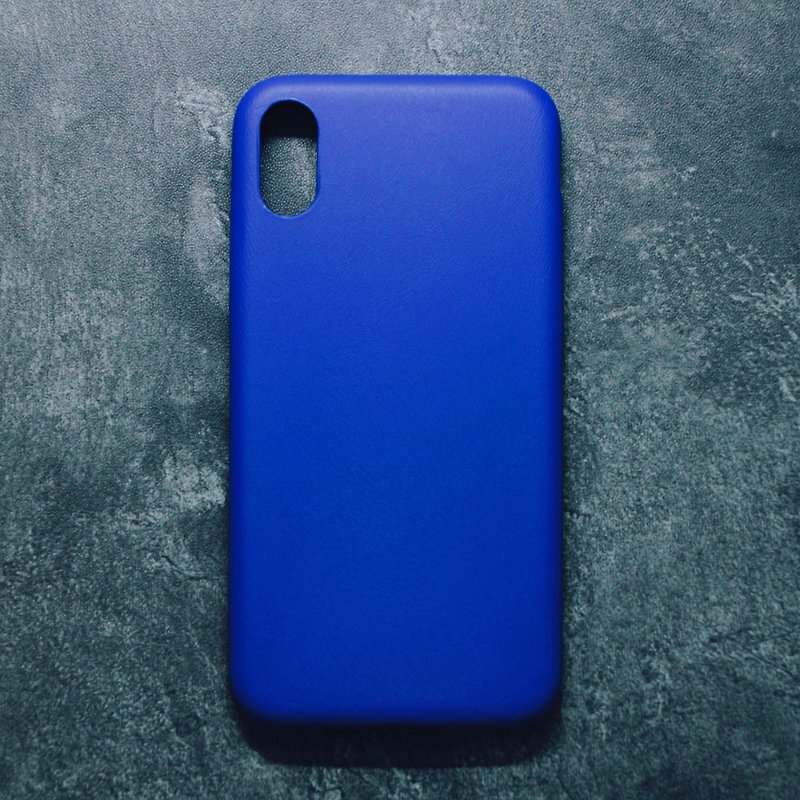 Pure Color Minimalist Leather iPhone Case - Royal Blue - เคส/ซองมือถือ - หนังแท้ สีน้ำเงิน