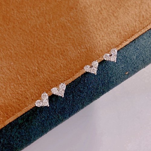 WhiteKuo高級珠寶訂製所 【WhiteKuo】18K白天然鑽石愛心清新小耳釘耳針耳環
