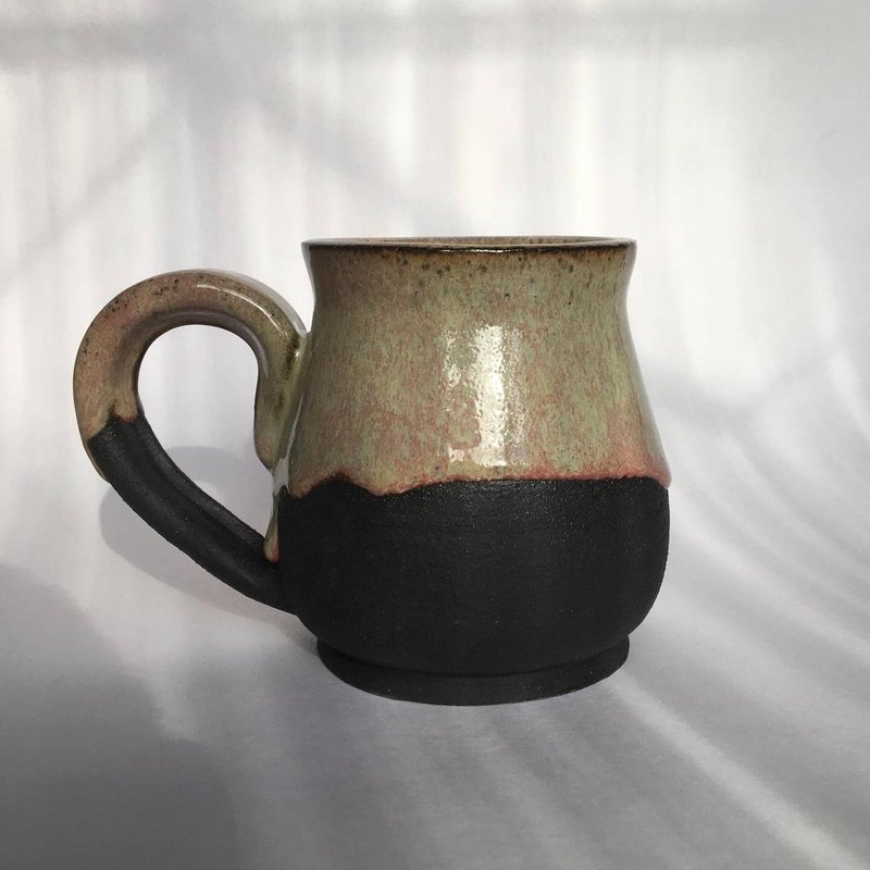 Rose, green and black galaxy glazed stoneware mug - Mugs - Pottery Multicolor