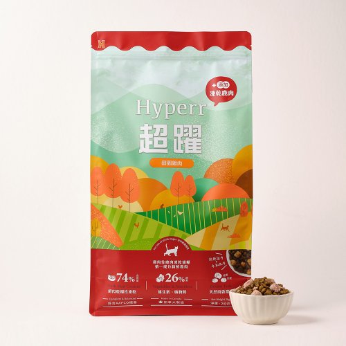 SofyDOG 寵物精品 【貓主食】Hyperr超躍 貓咪無穀飼料+凍乾 雞肉+鹿肉 無穀 貓飼料