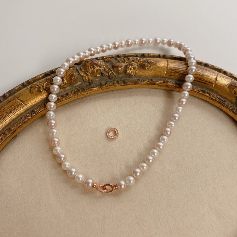 Two-tone Rose Gold multi-wear buckle - Necklaces - Pearl 