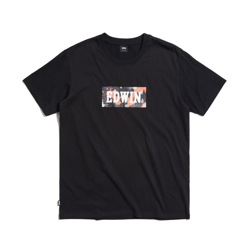 EDWIN Plus Size Paint Printed Short Sleeve T-Shirt - Men's (Black) #Top - เสื้อยืดผู้ชาย - ผ้าฝ้าย/ผ้าลินิน สีดำ