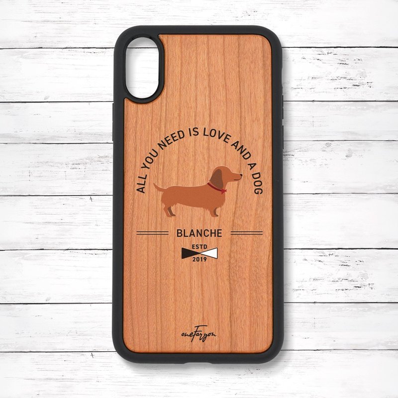 Personalized Miniature Dachshund Shock Absorbent Wooden iPhone Case Basic - เคส/ซองมือถือ - ไม้ สีนำ้ตาล