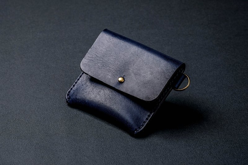 Portable key coin purse __ dark blue - Wallets - Genuine Leather 