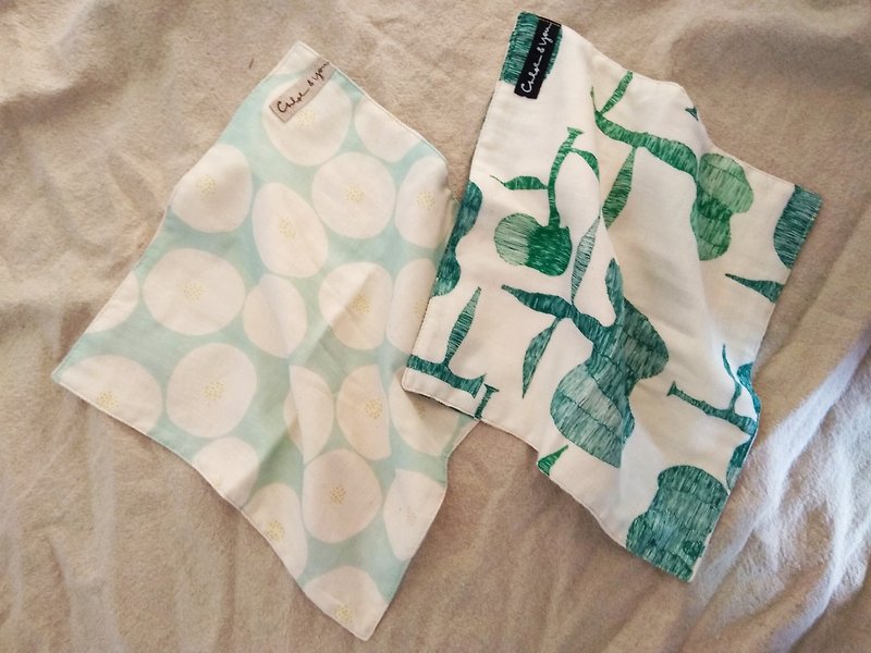 Double yarn handkerchief (light green round left last two) - Handkerchiefs & Pocket Squares - Cotton & Hemp 