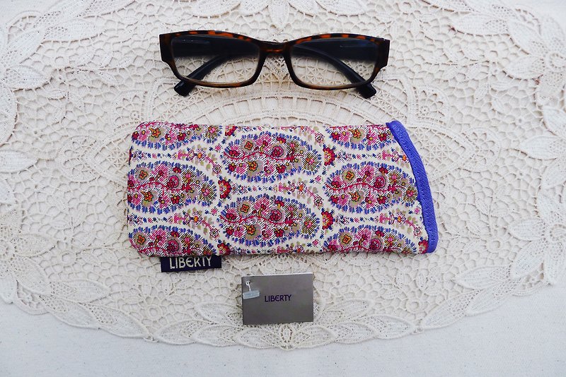 Vintage Deadstock Liberty Fabric soft glasses case, florals printed - Other - Cotton & Hemp Red