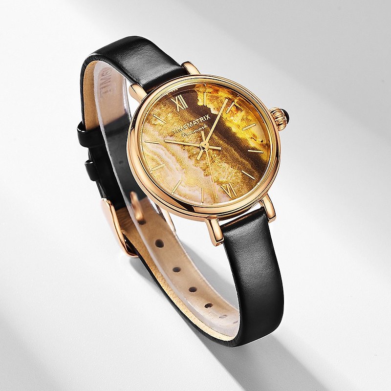 デンマークTIMEMATRIXゴールド石テクスチャレトロコミューターオールマッチファッションレザー防水レディースウォッチギフト - 腕時計 - ステンレススチール ゴールド