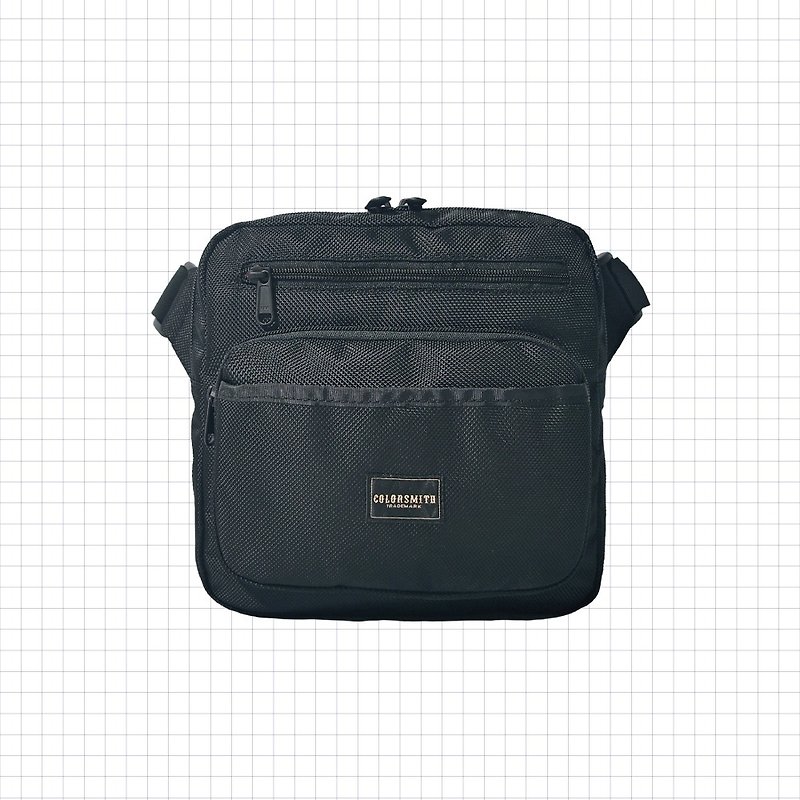 BJ2 front three-dimensional pocket square side backpack BJ2-1396-BK [Taiwan original bag brand] - Messenger Bags & Sling Bags - Nylon Black