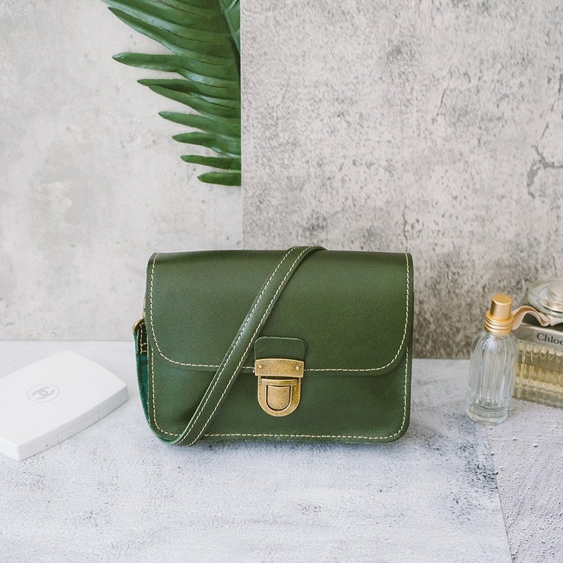 本革ミニマリスト軽量ショルダーバッグ・ウエストポーチ 8008-1 グリーンY - ショルダーバッグ - 革 グリーン