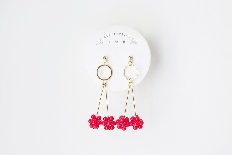 Handmade Earrings - Red Pass Berry - ต่างหู - อะคริลิค สีแดง