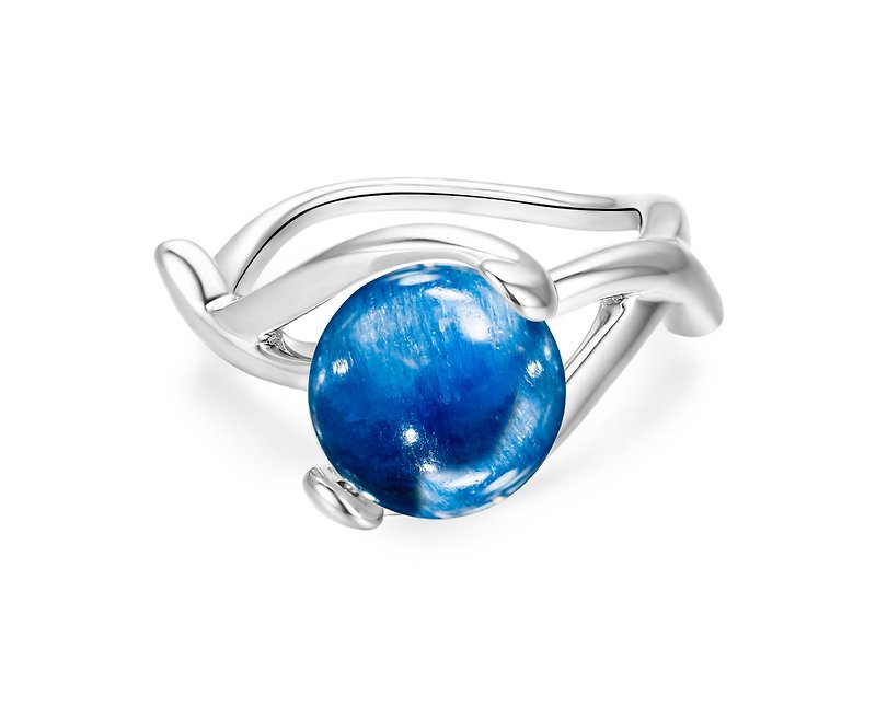 藍晶石純銀戒指 皇家藍個性925銀飾品 質感銀器 藍水晶誕生石銀戒 - 戒指 - 純銀 藍色