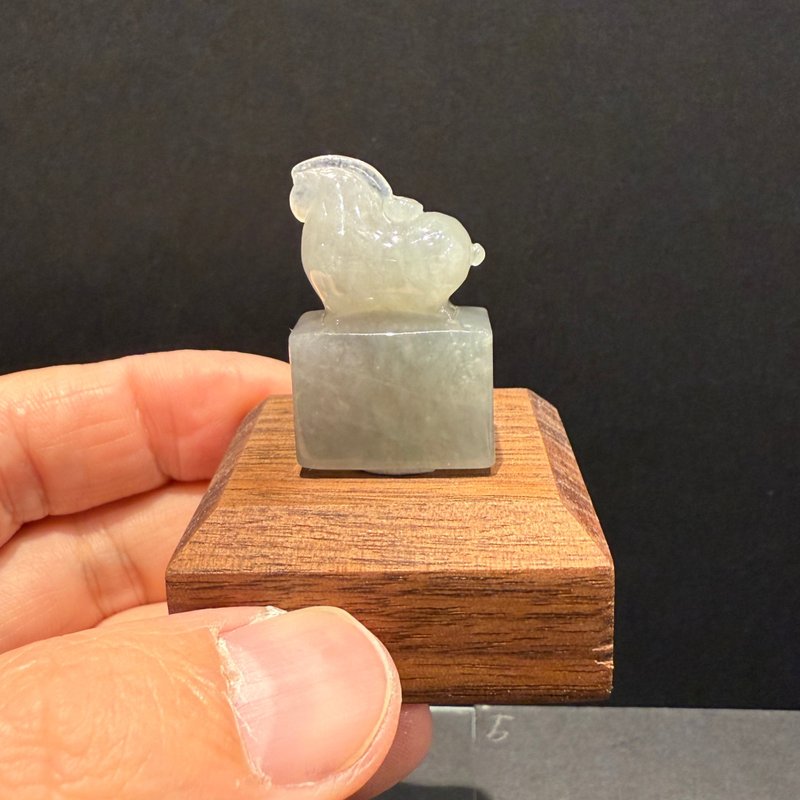 瀚玉珠寶 天然冰種翡翠印章 唐馬印章 天然緬甸玉 馬上有錢 馬上 - 其他 - 玉石 