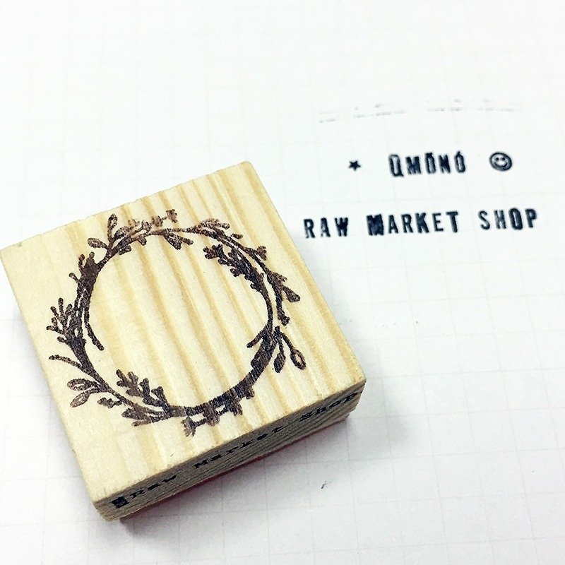 Raw Market Shop Wooden Stamp【Floral Series No.63】 - Stamps & Stamp Pads - Wood Khaki