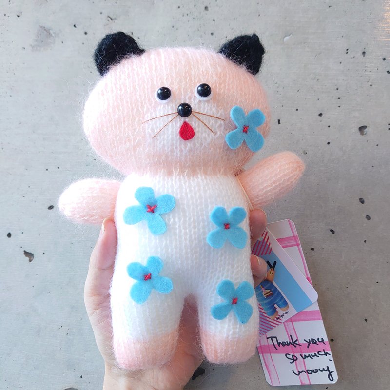 Plush toy, Amigurumi, Chao the Cat, handmade, one-of-a-kind - Stuffed Dolls & Figurines - Wool Pink