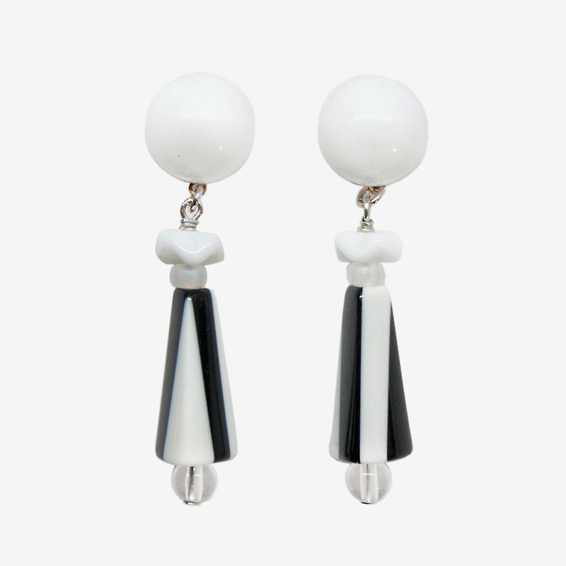 Modern Stripe Earrings - Black & White - Earrings & Clip-ons - Acrylic White