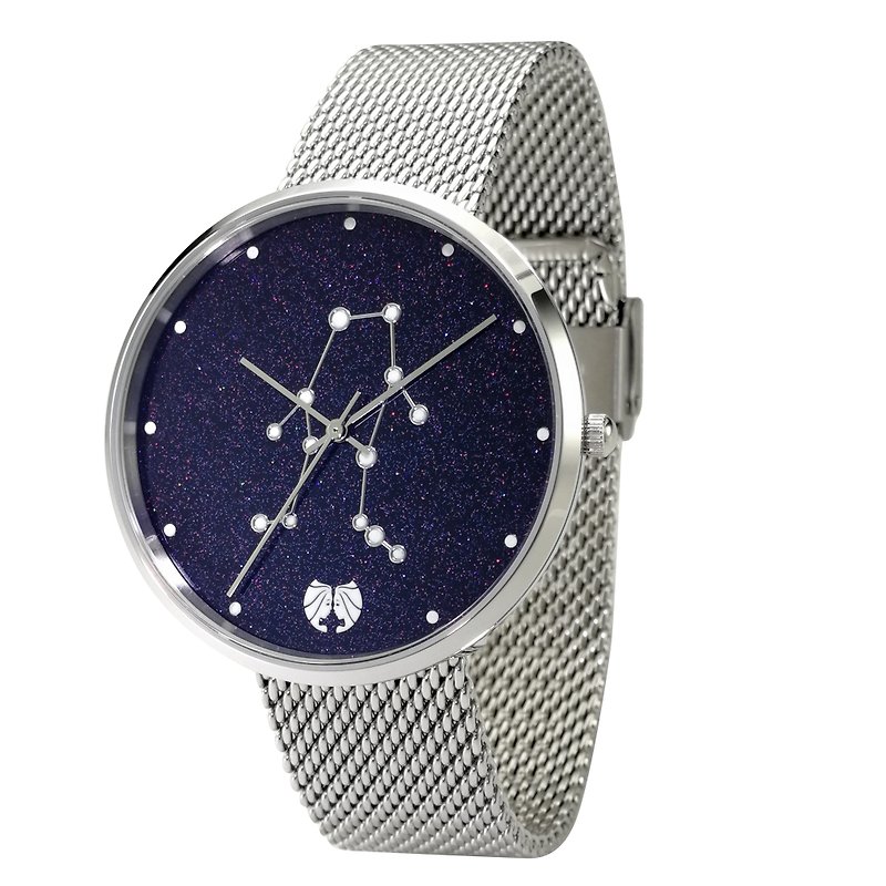 12コンステレーションウォッチ（ジェミニ）ルミナス世界中で送料無料 - 腕時計 ユニセックス - ステンレススチール ブルー
