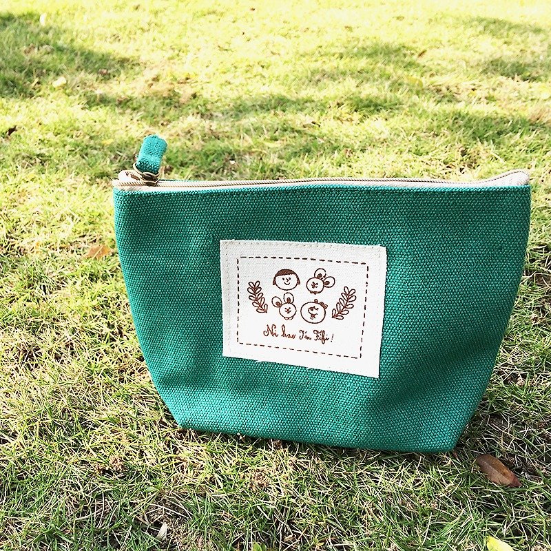 FiFi cotton canvas universal packet - Green - กระเป๋าเครื่องสำอาง - ผ้าฝ้าย/ผ้าลินิน สีเขียว