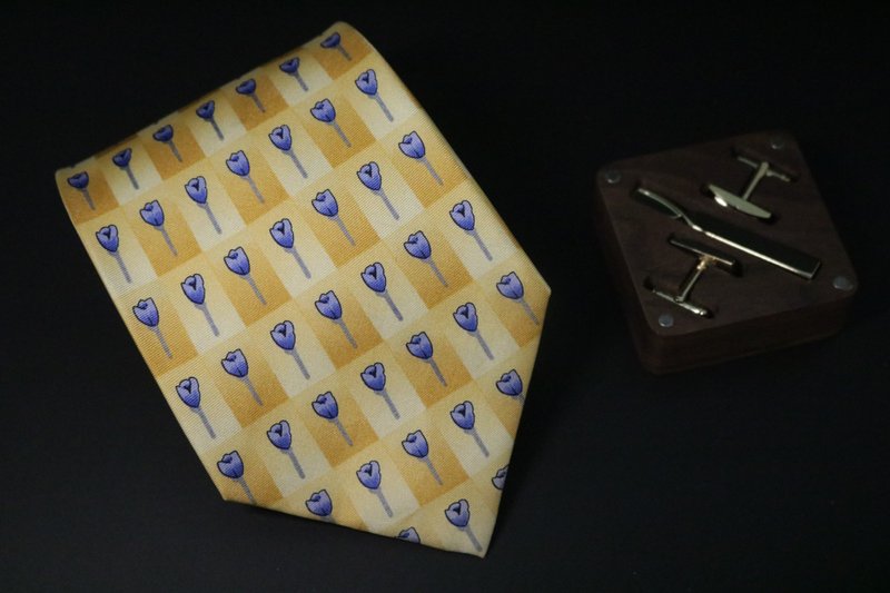 Blue Fairy Silk Tie Art Style Business Tie Gift Box Set - Ties & Tie Clips - Silk Yellow