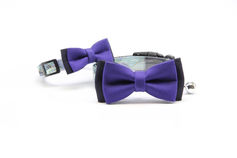 [Japanese Bow Tie Collar] Blue Bowtie - Happy Accessories for Furry Kids - Collars & Leashes - Other Materials 