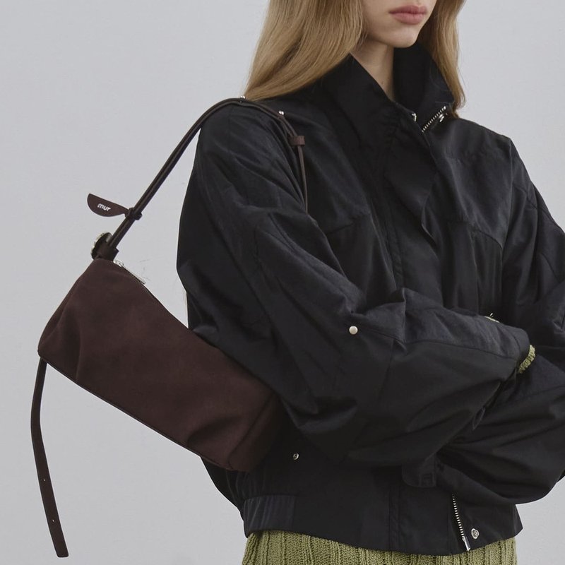 韓國製 MUR Bento bag 手袋/單肩包/上肩袋/手提袋 Suede Dkbrown - 側背包/斜背包 - 環保材質 