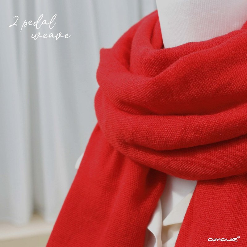 Cashmere double pedal scarf Cashmere scarf - ผ้าพันคอถัก - ขนแกะ สีแดง