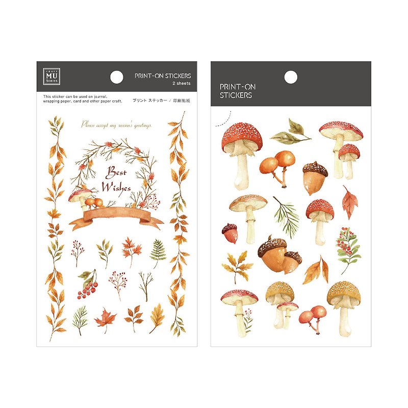【Print-On Stickers 轉印貼紙】no.31-蘑菇森林 | 花草系列 - 貼紙 - 其他材質 橘色