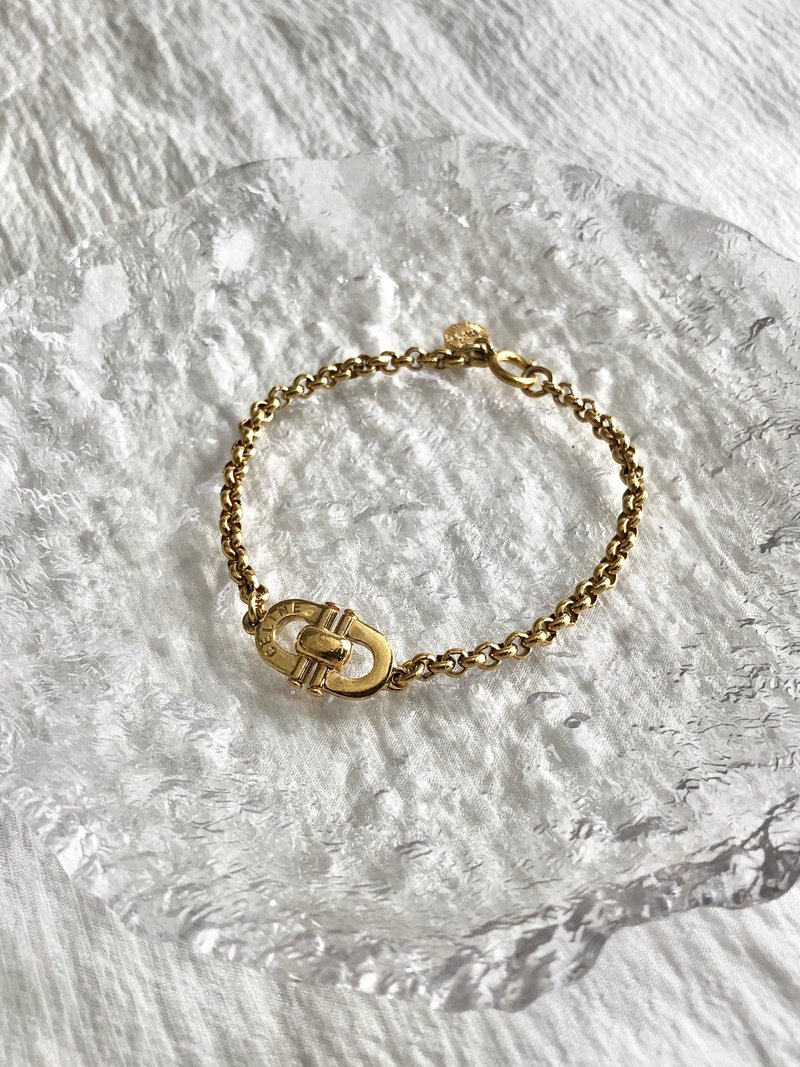 【 日本直送　名牌中古包 】CELINE セリーヌ ブレスレット ゴールド ホースビット vintage ヴィンテージ オールド mu2jn4 - 手鍊/手環 - 其他材質 金色