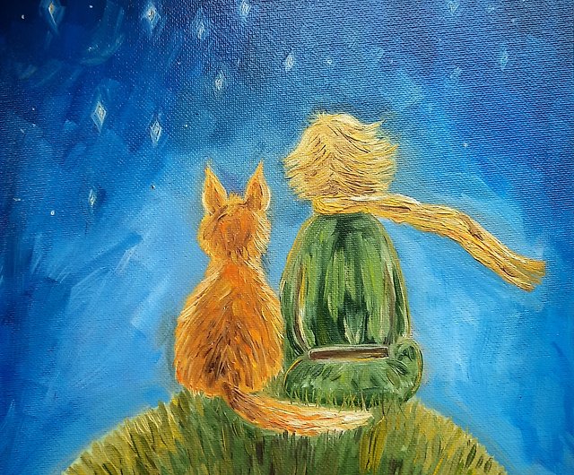 Le Petit Prince Little Boy With Fox On Metal Painting