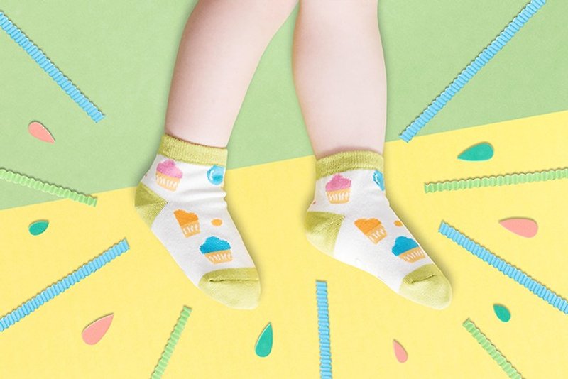 SS23【Quick Shipping/Free Shipping】Ice Cone Non-slip 1/2 Children's Socks│Texture Gift Box Packaging - ถุงเท้า - ผ้าฝ้าย/ผ้าลินิน สีเขียว
