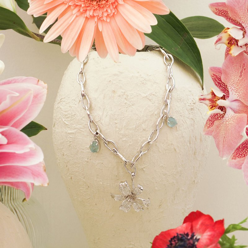 Little Garden of Flower Choker - 項鍊 - 半寶石 銀色