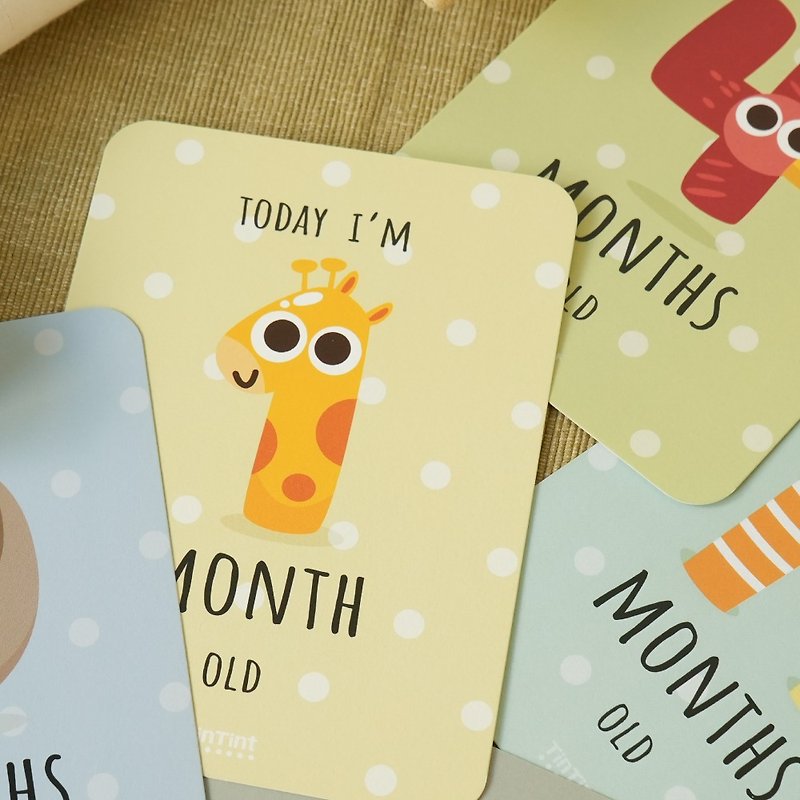 Baby photo age card/monthly card (16 sheets/set) [dot-and-dot printing] - Cards & Postcards - Paper Multicolor