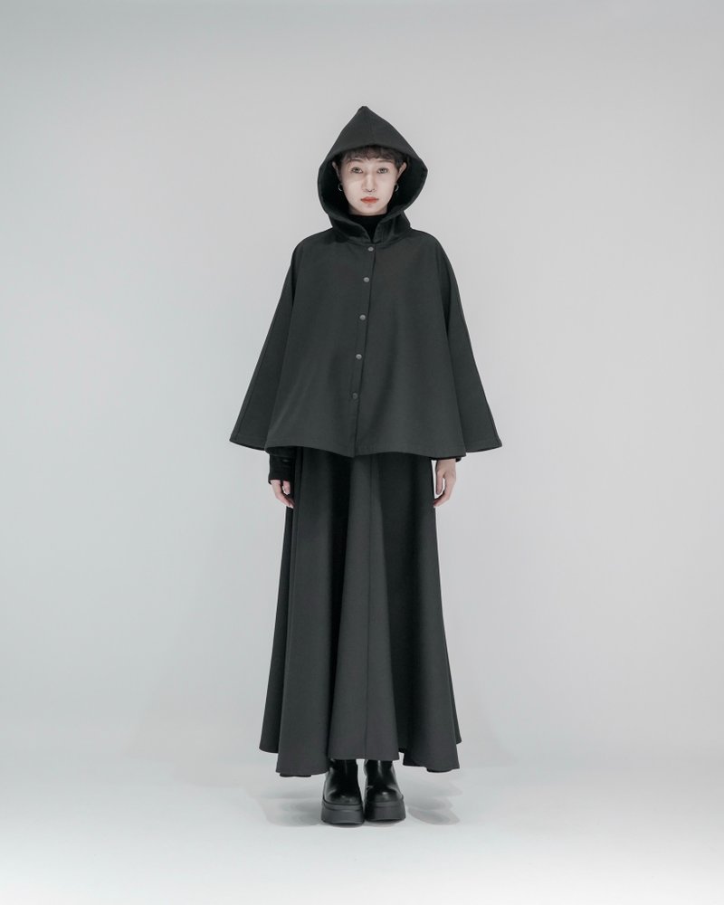 MUKK DESIGN 防水內刷毛斗篷 - 女大衣/外套 - 其他材質 黑色