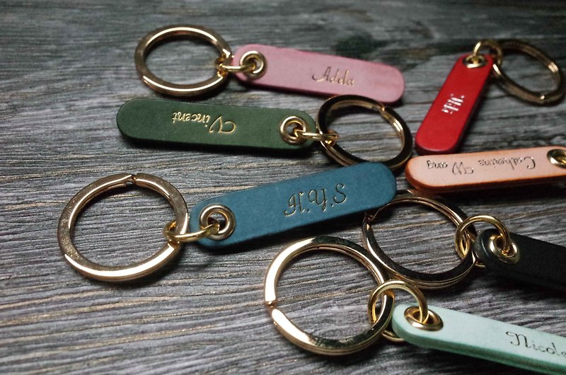客製化雙面燙金鑰匙圈 - 鑰匙圈/鑰匙包 - 真皮 多色