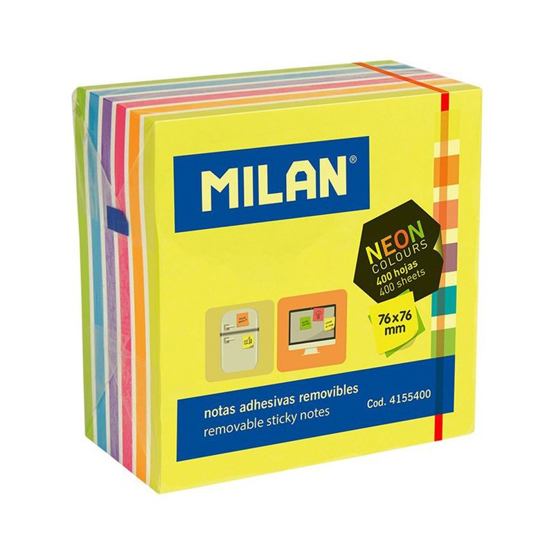 MILAN neon sticky notes_7 colors_76mm_400 sheets - Sticky Notes & Notepads - Paper Yellow