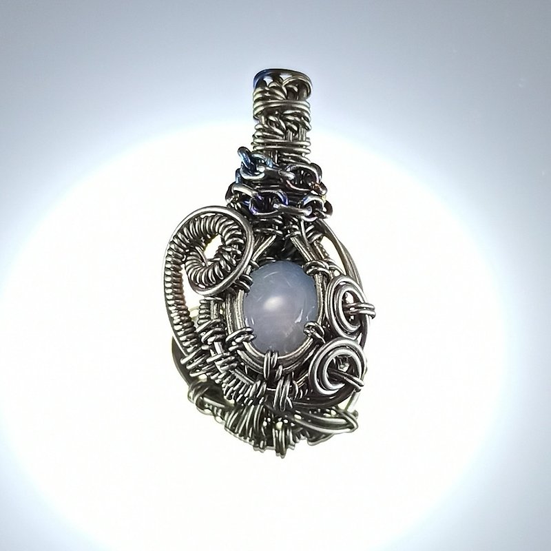 Common Opal titanium wire wrapped necklace pendant metal allergy resistant a032 - Necklaces - Semi-Precious Stones Multicolor