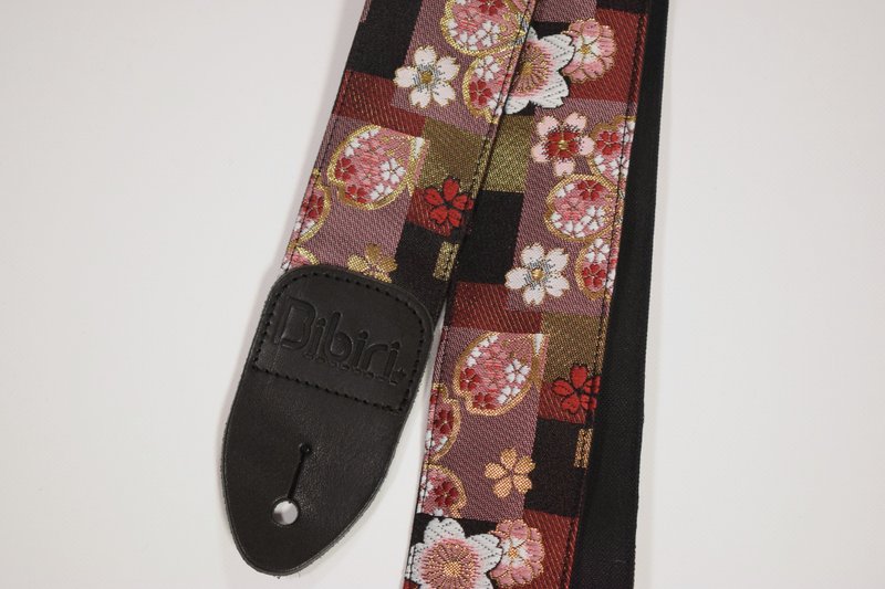 日本帆布吉他背帶 格子櫻花圖案 - 其他 - 棉．麻 黑色
