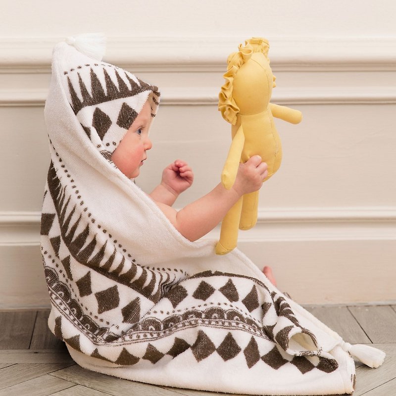 【瑞典ELODIE DETAILS】BABY 連帽浴巾 - Graphic Devotion - 毛巾/浴巾 - 棉．麻 白色