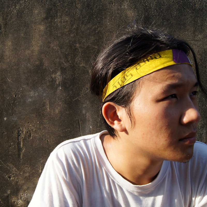 Volleyball x headband / small version / conti yellow, purple and white No. 001 - เครื่องประดับผม - ยาง สีเหลือง