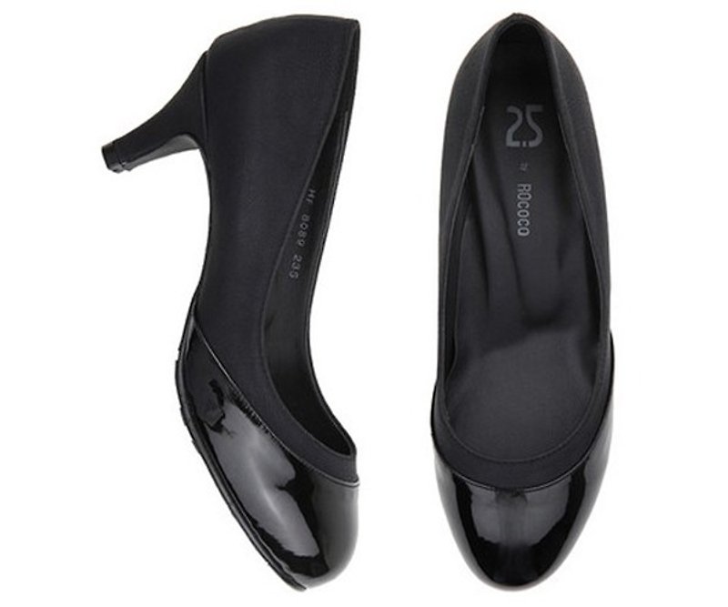 全黑衣著 - SPUR 漆皮圓頭高跟鞋HF8089 BLACK - 女休閒鞋/帆布鞋 - 其他材質 